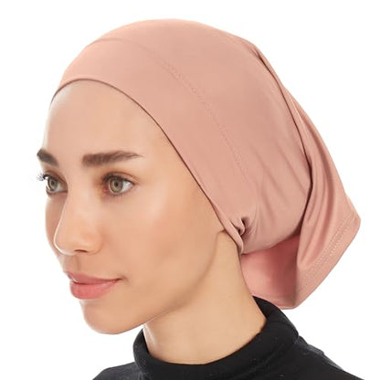 Hijab Caps Underscarf for Women – Black Hijab Cap Underscarf Turban Dreadlocks Tube – Muslim Accessories Headscarf - color: Light Brown
