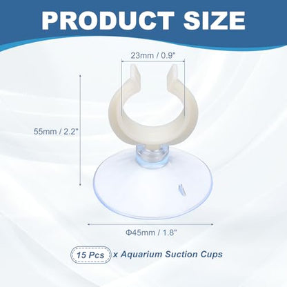 Aquarium Suction Cups, Fish Tank Suction Cups Clips Airline Tube Holders Clamps (Plastic, 15Pcs, Clear) for 0.9" Fish Tank Airline Tubing Binding Moss Shrimp Nest, 23x45MM - color: Clear, size: 23x45MM