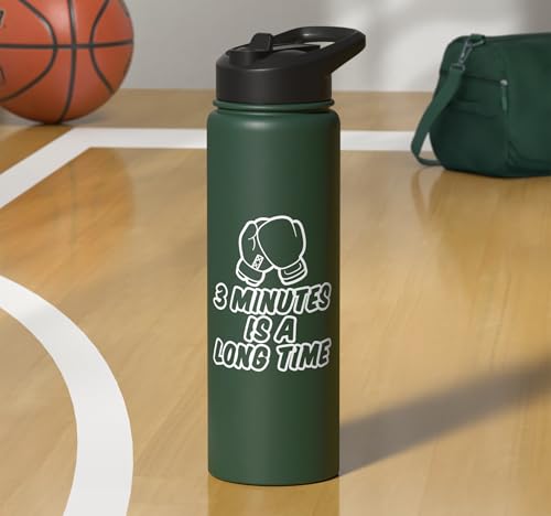 3 Minutes Is A Long Time Boxing Round Timer Training - Stainless Steel Insulated Water Bottle - color: Dark Green