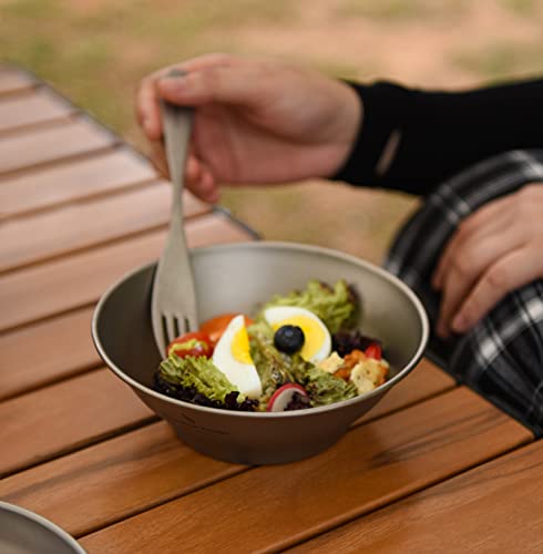 Boundless Voyage Ultralight Titanium Bowl Pan Plate Dish with Carry Bag Outdoor Camping Portable Tableware Cookware (Ti15164B (600ml Bowl)) - color: Ti15164B (600ml Bowl)