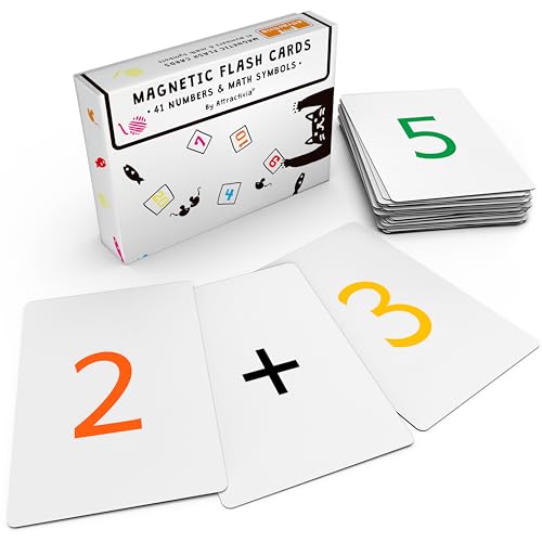 Attractivia Magnetic Number Flash Cards - Large 0-25 Math Cards, Early Addition and Subtraction, Multiplication, Division and Symbols, for Classroom Teachers, Homeschool, Toddlers, Kids and Adults - style: Numbers & math symbols - No dots