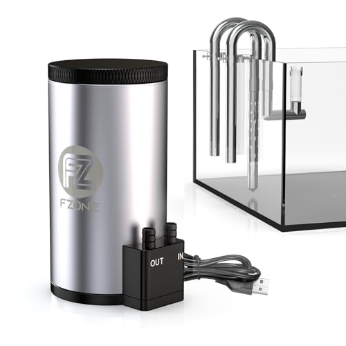 FZONE Aquarium Filter Kit, 79 GPH External Canister Filter for Small Tanks | Quiet pump with dual-layer filtration, adjustable inlet/outlet pipes and stainless steel design for nano planted aquariums. - size: M