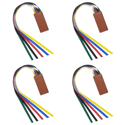 4 Pcs Bible Bookmark, Colorful Ribbon Bookmark, Artificial Leather Bible Ribbons Bookmarks, Page Markers with 5 Ribbons Colors for Books Novel Bible, Reading Lovers Students Teachers, Christmas Gift - color: Bible, size: 4 pcs