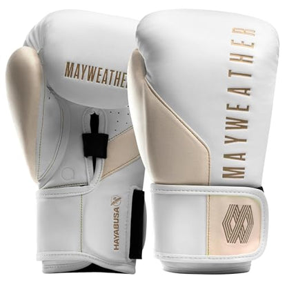 Hayabusa Mayweather Champ Boxing Gloves for Men and Women - color: White/Gold, size: 14oz