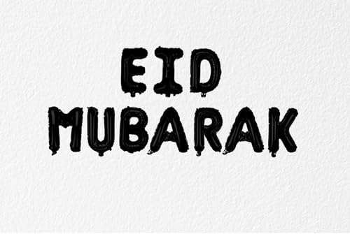 Eid Mubarak Balloon Banner – Eid Decorations for Home & Party | 16" Foil Letter Balloons in Gold, Silver, Rose Gold & Black | No Helium Needed | Islamic Decoration & Hanging Decorations - Black - color: Black