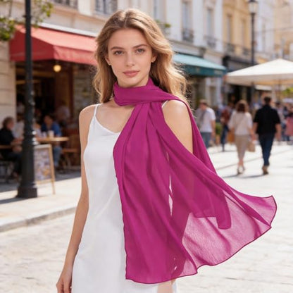 Chiffon Shawls and Wraps - Lightweight Scarve for Women Evening Dresses Wedding Bridal Formal Party - color: Fuchsia