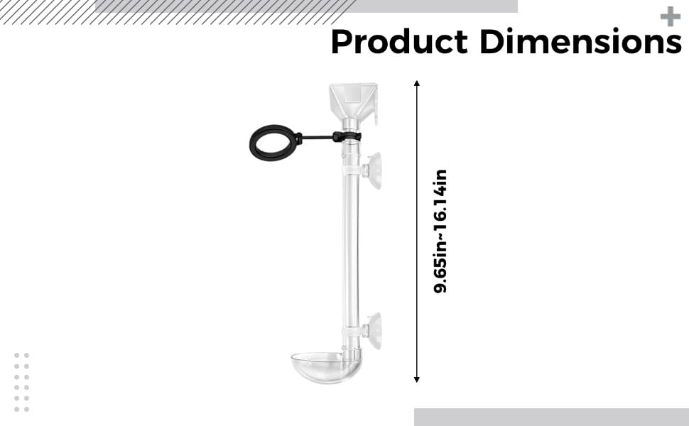 Fish Feeder Tube for Aquarium and Shrimp, 9.6-16.1 in Adjustable Retractable Feeding Tube, Includes Feeding Circle Scoop and Brush, Clear Plastic Dish Set for Small Fish and Bottom Feeders