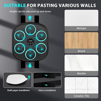 2026 Music Boxing Machine for Adults - Smart Bluetooth 2.0 Wall-Mounted Boxing Machine with Gloves Punching Bag for Home, Office, and Gym, 9 Modes & 9 Speeds