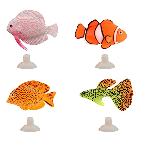 Artificial Moving Fish Floating Silicone Fish with Suction Cup Fish Aquarium Decorations for Fish for