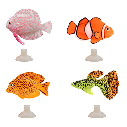 Artificial Moving Fish Floating Silicone Fish with Suction Cup Fish Aquarium Decorations for Fish for
