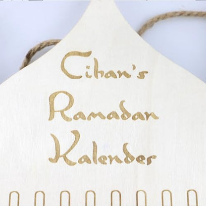 Ramadan Decorations Countdown Calendar, Wooden Advent Calendar with Cloth Pocket Eid Mubarak Decoration, 30 Days Eid Mubaraks Home Ornament, Ramadan Decor Wooden Wall Signs Wall Plaque