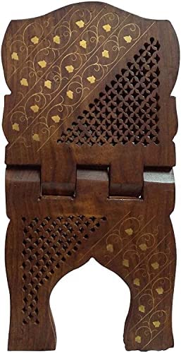 Wooden Handmade Quran Geeta Bible Holder Support Stand Reading Book Holder Display Folding Religious Prayer Stand Wooden Holy Book Stand Small Size 12 inch - size: 12*6*1 INCHE