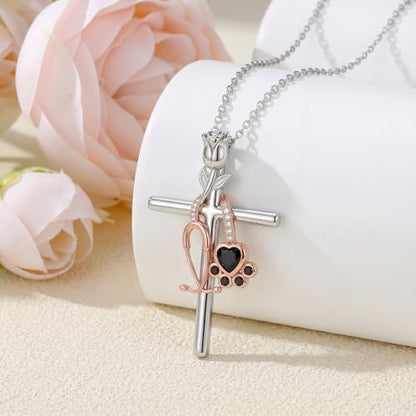 Graduation Gifts for Women 925 Sterling Silver Compass/Graduation/Vet/Cross/Stethoscope Necklace for Women - color: Cross-Vet