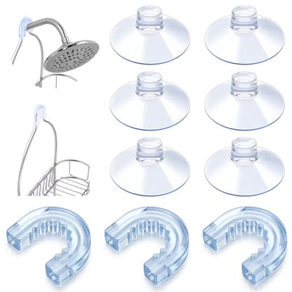 6 PCS Suction Cups for Shower Caddy with 3 Pieces Rubber Rings, Bathroom Shower Caddy Connectors Sucker, Easy to Attach, Heavy Strength Clear Replacement Showers Suction Cups for Bathroom Decor