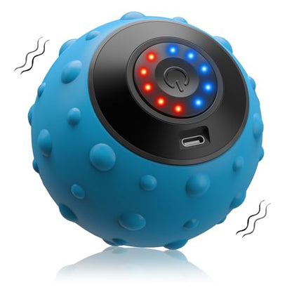 Upgraded Vibrating Massage Ball with 5-Speed, LED Display, Rechargeable Massage Vibrating Ball for Relieving Muscle Pressure, Electric Massager for Fitness/Yoga/Training (Blue) - color: Light Blue