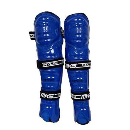 MyLec MK5 Street/DEK Shin Pad, Lightweight & Durable Hockey Accessories, 360° Straps, Hard Front Shells, Breathable Material, Metatarsal Padding Ice Hockey Shin Guards, Foam Rubber - color: Blue, size: 13"