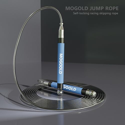 2-in-1 Speed Rope: 2mm for Boxing/MMA & 3mm for CrossFit - Tool-Free Adjustable Cable System with Dual Bearings - Sweatproof Hybrid Grip for High-Intensity Training - color: Blue
