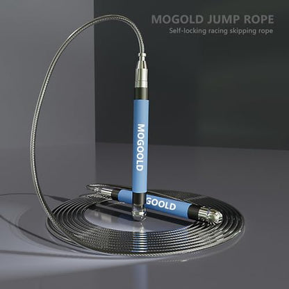 2-in-1 Speed Rope: 2mm for Boxing/MMA & 3mm for CrossFit - Tool-Free Adjustable Cable System with Dual Bearings - Sweatproof Hybrid Grip for High-Intensity Training - color: Blue
