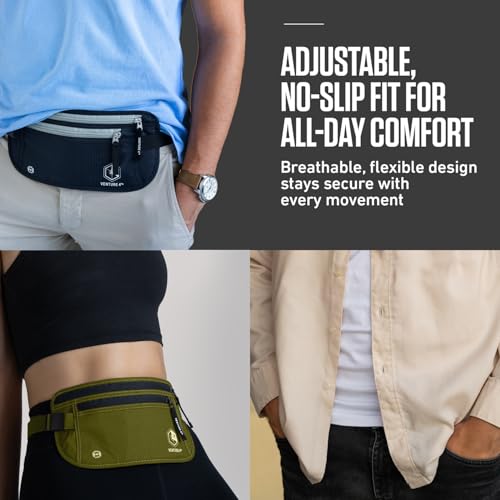 VENTURE 4TH Travel Money Belt with 7 RFID Sleeves - Gray - color: Gray