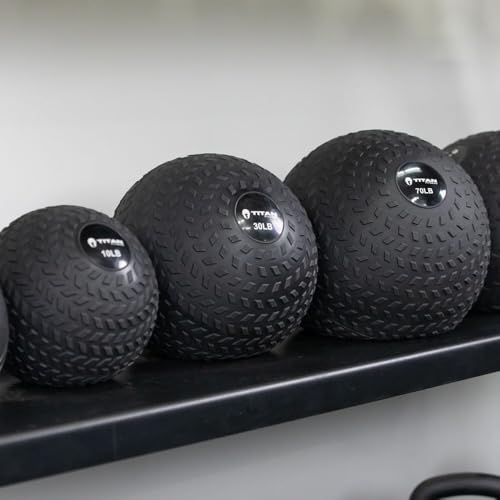 Titan Fitness Rubber Tread Slam Ball, Dead Bounce, Weight Workout - Throw, Catch, Slam, Twist - style: 40 lb