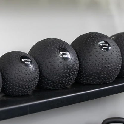 Titan Fitness Rubber Tread Slam Ball, Dead Bounce, Weight Workout - Throw, Catch, Slam, Twist - style: 100 lb