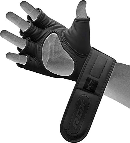 RDX MMA Gloves Premium Real Maya Hide Leather, Mixed Martial Arts Sparring & Grappling Gloves for Training, Fighting Gloves, Fingerless Design, Padded Open D-Cut Palm, Mixed Martial Arts Equipment - size: X-Large