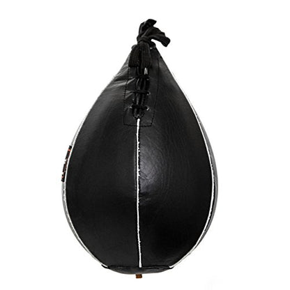 Leather Speed Bag – Rapid Rebound Pear-Shaped Punching Ball with Durable Latex Bladder for Boxing, MMA & Home Gym - color: Black, size: S - 6"x9"