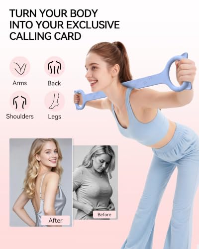Figure 8 Resistance Bands with Handles, Upgraded Silicone 8-Shaped Exercise Band for Women,Stretch Bands Set for Exercise Arms Back Legs Pilates Yoga - color: 3Pcs Pink 15Lb & Purple 25Lb & Blue 35Lb