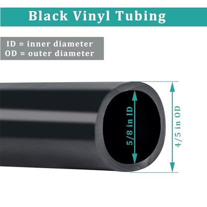 5/8" id - 10 ft Black Vinyl Tubing Flexible PVC Irrigation Hose & 2 Clamps | Hybrid Hose Transfer Water Fuel Gas for Pond Fountain Garden Waterfall, Durable and Safe - size: 5/8" ID, style: 10 Feet