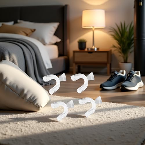 4 Pcs Transparent Mouth Guard Silicone Grinding Guard Teeth Whitening Tray Sleeping Gum Shield for Sports Bruxism Bite Guard,Teeth Grinding Guards Oral Care