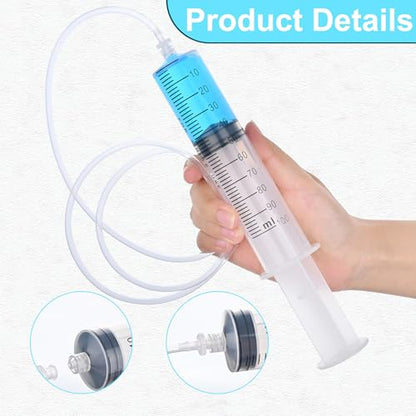 2 Pack 100ml Luer Lock Syringe with 39" Tube and Luer Connectors | 100cc Large Plastic Syringes for Liquid, Oil, Feeding, Watering - size: 100ml