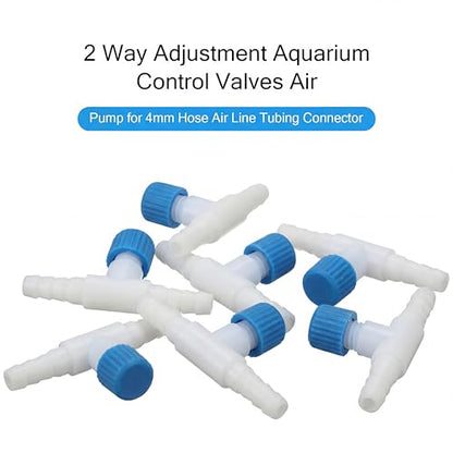 Honoson 30 Pieces Aquarium Air Control Valve T Shaped Air Pump Control Valves Single Way Plastic Flow Regulator for 4 mm Hose Line Tubing Connector(Blue and White) - color: Blue and White