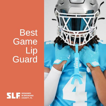 SLEEFS X Sky Blue Football Mouth Guard - Lip/Mouthguard with Helmet Strap - Lip/Teeth Protector Mouthpiece - Moldable - for Youth/Adults, Men & Women Mouth Guard, Maximum Air Flow, All Sports - color: Sky Blue