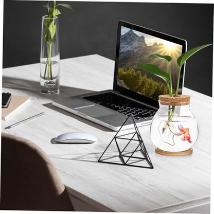 Desktop Hydroponic Glass Fish Bowl with Cushion Small Betta Fish Tank for Plant Terrarium Decor with Mat for Home and Office