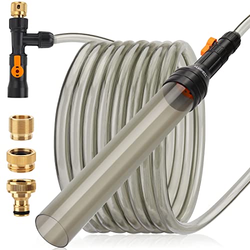 hygger Upgrade Aquarium Water Changer Kit, Semi-Automatic Fish Tank Gravel Cleaner, with 25 FT Water Hose, Flow Control Valve - size: 25FT