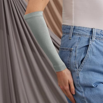 Modest Arm Cover | Jersey Arm Cover | Modest Sleeve Covering for Muslim Women - color: Gray Green