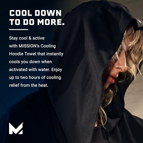 MISSION Cooling Hoodie Towel, Evaporative Cool Technology, Cools Instantly When Wet, UPF 50 Sun Protection, Contours Your Head to Stay in Place, Great for Sports, Fitness, Gym - color: Black