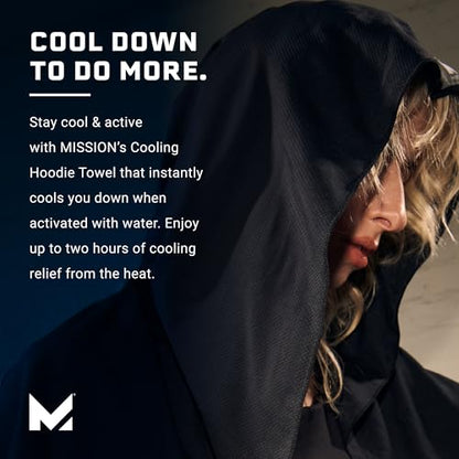 MISSION Cooling Hoodie Towel, Evaporative Cool Technology, Cools Instantly When Wet, UPF 50 Sun Protection, Contours Your Head to Stay in Place, Great for Sports, Fitness, Gym - color: Black