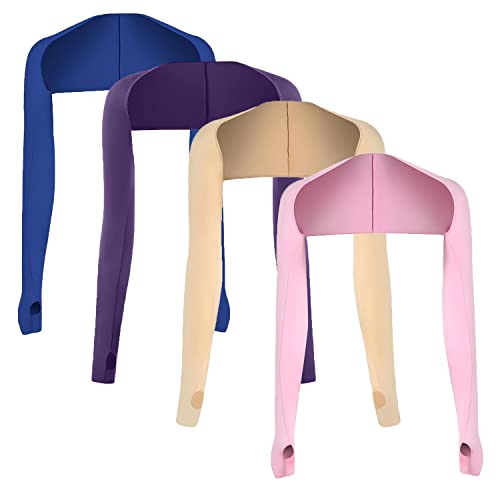 JEONEKID Cooling Shawl Arm Sleeves with Finger Holes for Women Anti-UV Protection, Sun Protection Cooler Shrug for Golf - color: Blue,purple,nude,pink