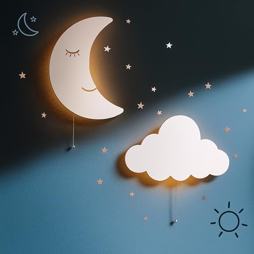 Tip perk Cloud & Moon Lights - Floating Cloud & Moon Wall Lamps - color: Cloud & Moon
