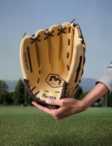 Franklin Sports Field Master Baseball + Softball Glove - Field Master Adult + Youth Baseball + Softball Mitt - Men's + Women's Gloves - color: Camel, style: 14" - Basket Web