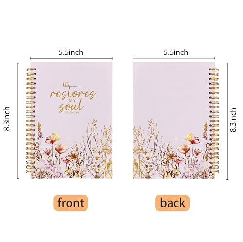 Christian Women's Notebook With Gold Foil, Christian Gift Diary, Women's Prayer Diary, Exquisite Bible Notebook, Psalm 23:3 "He Restores My Soul, 5.5 X 8.3 - color: 25-Christian-notebook