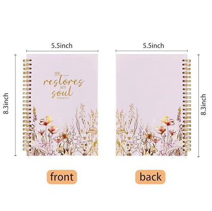 Christian Women's Notebook With Gold Foil, Christian Gift Diary, Women's Prayer Diary, Exquisite Bible Notebook, Psalm 23:3 "He Restores My Soul, 5.5 X 8.3 - color: 25-Christian-notebook