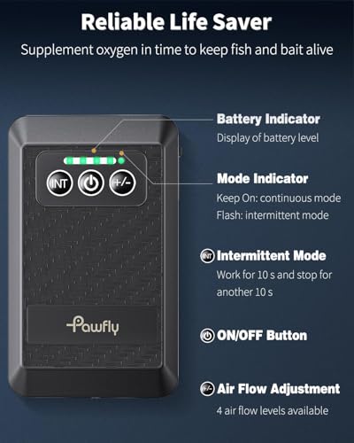 Pawfly Aquarium Lithium Battery Powered Air Pump USB Rechargeable Oxygen Pump Portable Live Bait Aerator Pump for Outdoor Fishing and Fish Transportation - size: 5 to 20 Gal（1.5 W）