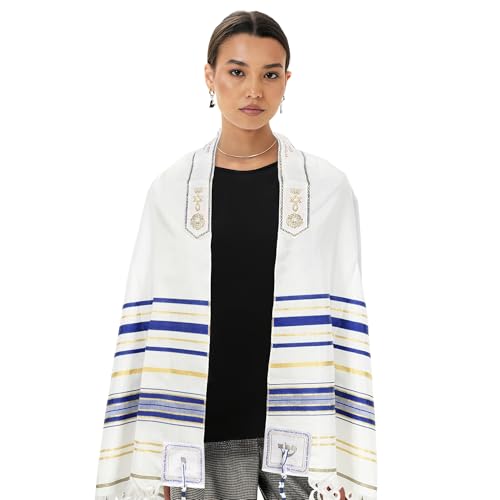 HalleluYAH Messianic Tallit Prayer Shawl 72"x 22" with Bag For Men & Women - color: Blue