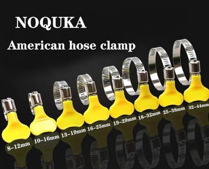 15-Pack Stainless Steel Hose Clamps (Yellow), Adjustable Thumb Screw Key Style Worm Gear Hose Clamps, Fuel Line Clamps,For Plumbing and Automotive Applications ([8-12mm(0.315-0.472 inches])