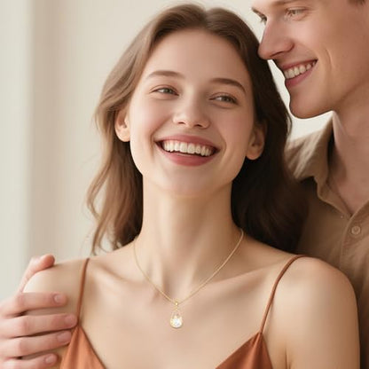 DOVRAN 9K/10K/14K Solid Gold Necklace for Women Real Yellow Gold Faith Pendant Jewelry Mother's Day Birthday Gift for Wife Mom - color: A04-9K Mustard Seed