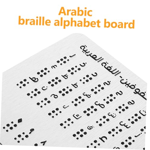 FRCOLOR Braille Alphabet Board Raised Dots for Arabic Letters Beginner Braille Learning Tool for Blind Boy Girl and Adults Tactile Feedback Educational Resource Aluminum