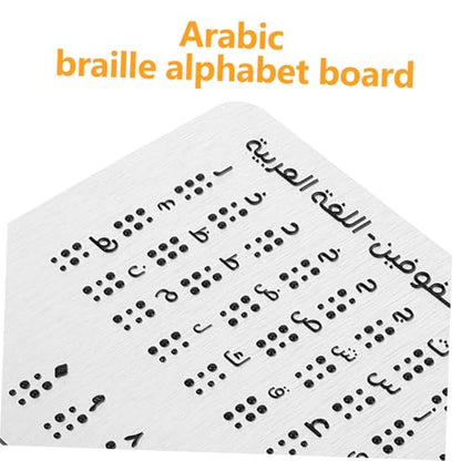 FRCOLOR Braille Alphabet Board Raised Dots for Arabic Letters Beginner Braille Learning Tool for Blind Boy Girl and Adults Tactile Feedback Educational Resource Aluminum