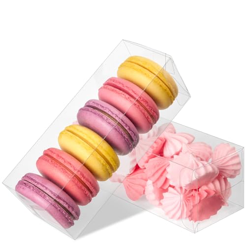 Jutieuo 30 Pack Clear Favor Boxes for Treats, 2x2x6 Inch Plastic Rectangle Gift Boxes Transparent Macaron Box for Wedding, Baby Shower, Birthday, Retail - color: 2x2x6 Inch
